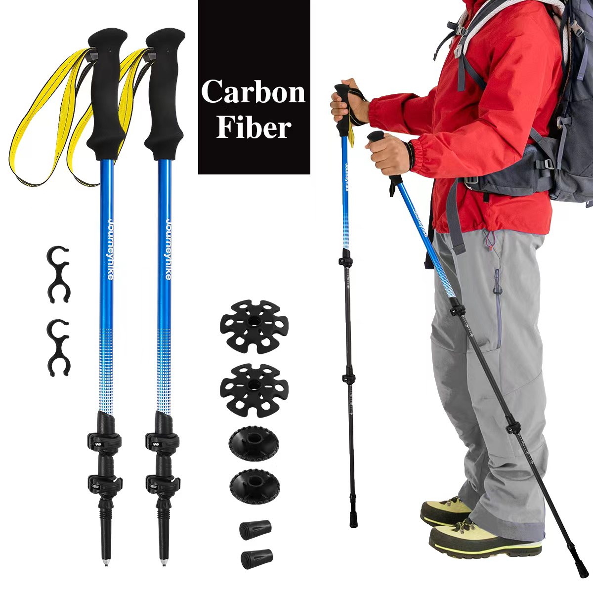 Trekking Pole Carbon - Sarı 3K Karbon Fiber Trekking Çubuğu,